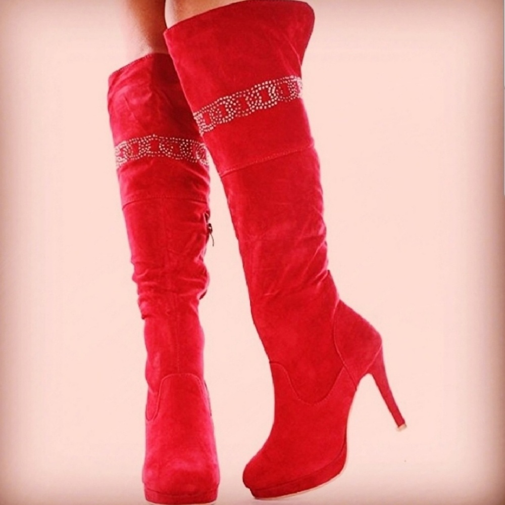 Greta-06- Faux Suede Wine Boot